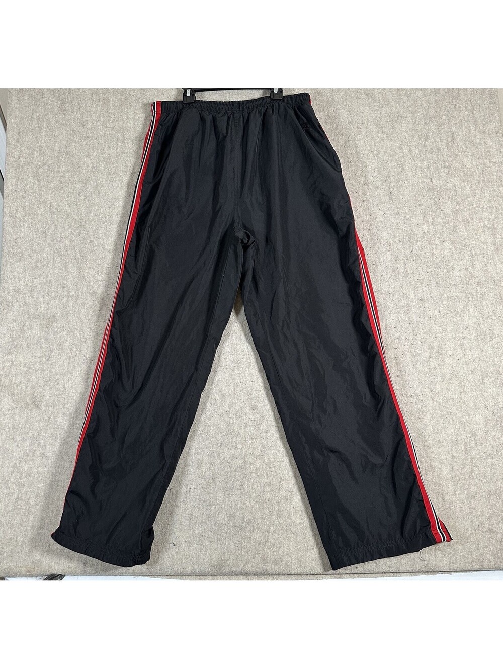Vtg Russell Track Pants Large (30x30) Windbreaker Lined 90s Ankle Zip Black Red